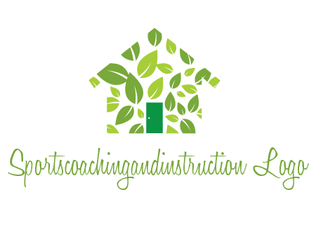 leaves in abstract house real estate logo