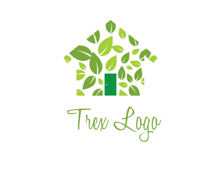 leaves in abstract house real estate logo