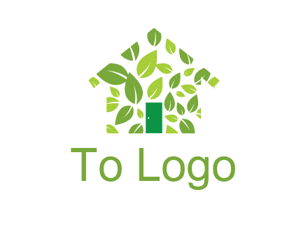 leaves in abstract house real estate logo