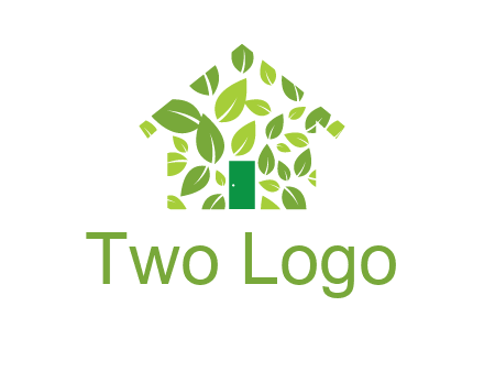 leaves in abstract house real estate logo