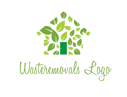 leaves in abstract house real estate logo