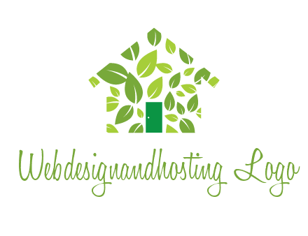 leaves in abstract house real estate logo