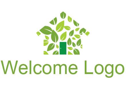 leaves in abstract house real estate logo