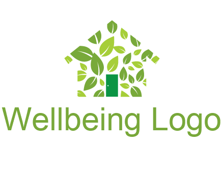 leaves in abstract house real estate logo