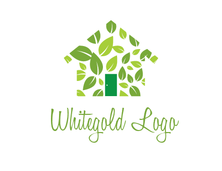 leaves in abstract house real estate logo