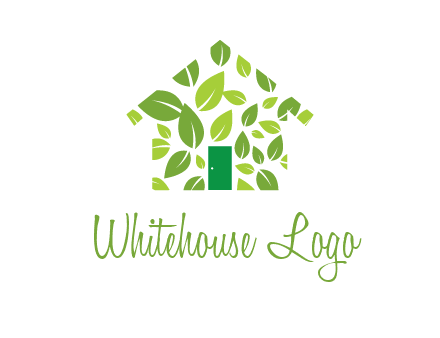 leaves in abstract house real estate logo