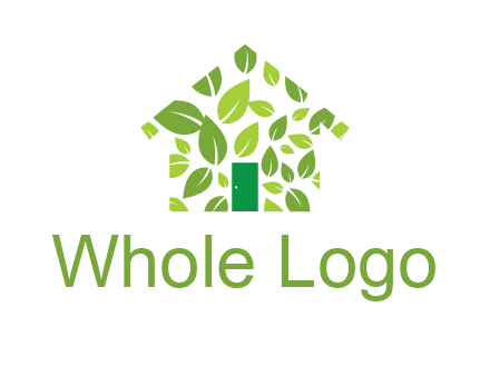 leaves in abstract house real estate logo