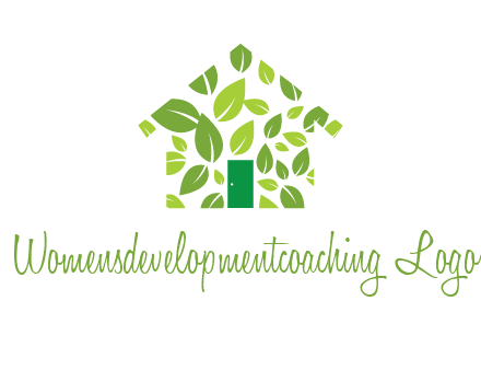 leaves in abstract house real estate logo