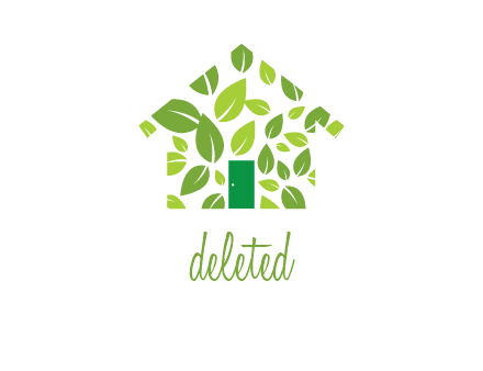 leaves in abstract house real estate logo