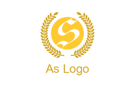 Letter s inside the circle with olive leafs logo