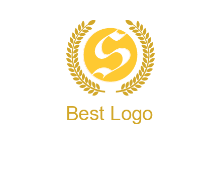 Letter s inside the circle with olive leafs logo