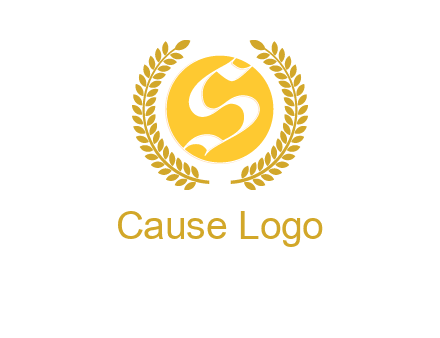 Letter s inside the circle with olive leafs logo