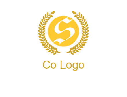 Letter s inside the circle with olive leafs logo