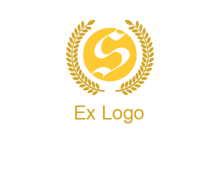 Letter s inside the circle with olive leafs logo