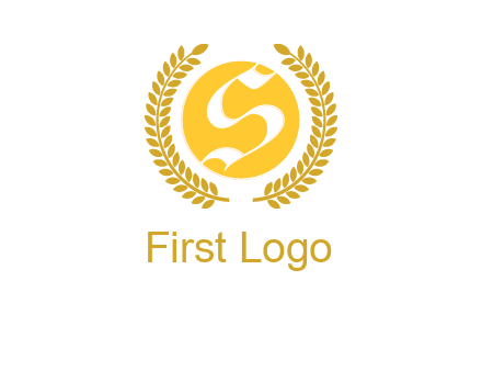 Letter s inside the circle with olive leafs logo