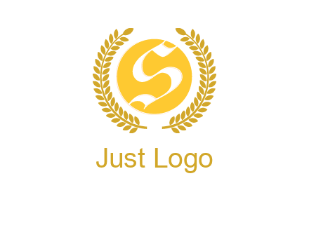 Letter s inside the circle with olive leafs logo