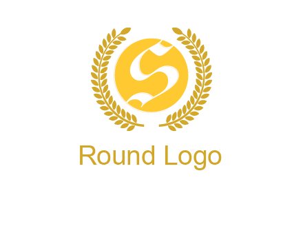 Letter s inside the circle with olive leafs logo