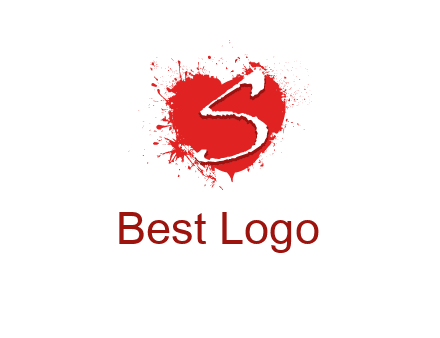 letter s inside the heart splash logo