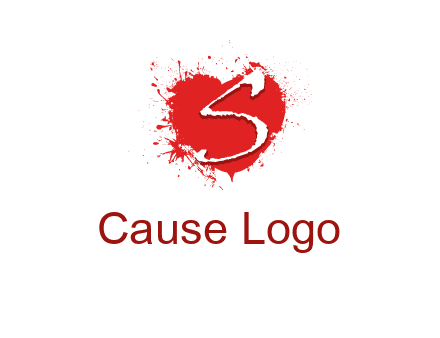 letter s inside the heart splash logo