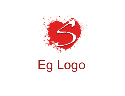 letter s inside the heart splash logo