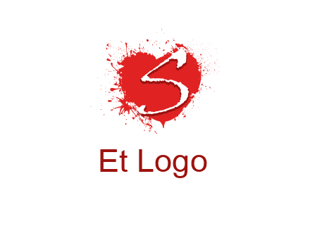 letter s inside the heart splash logo