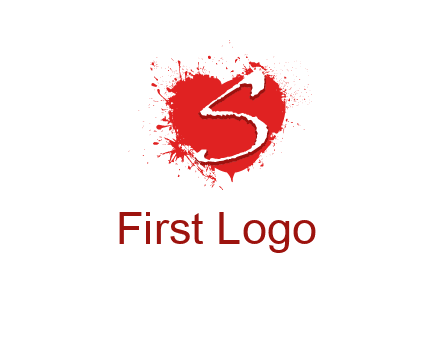 letter s inside the heart splash logo