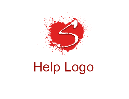 letter s inside the heart splash logo