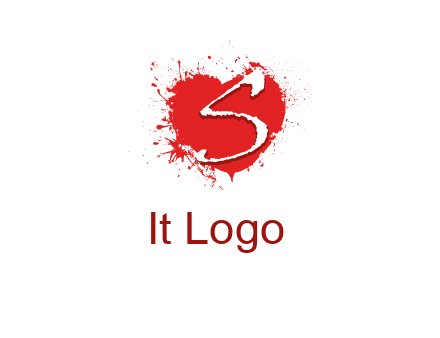 letter s inside the heart splash logo