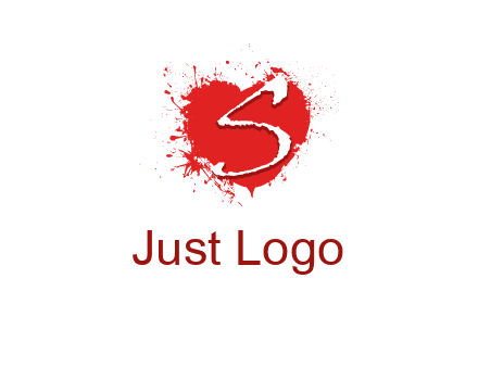 letter s inside the heart splash logo