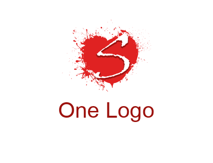 letter s inside the heart splash logo