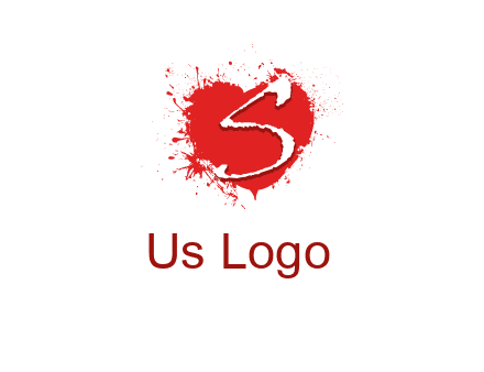 letter s inside the heart splash logo