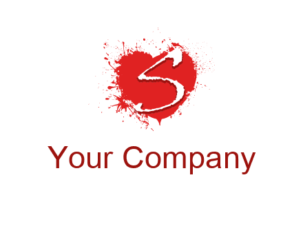 letter s inside the heart splash logo
