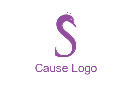 swan forming the letter s  graphic