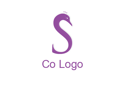 swan forming the letter s  graphic
