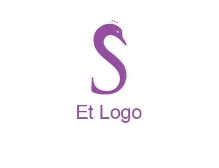 swan forming the letter s  graphic