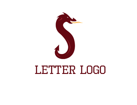 dragon is forming letter s graphic