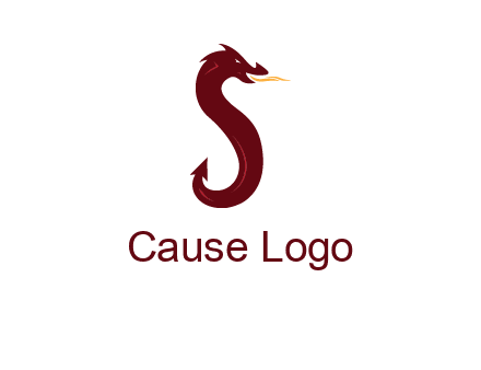 dragon is forming letter s graphic