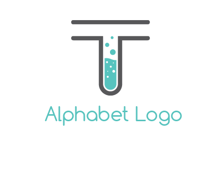 test tube is incorporated inside letter T logo