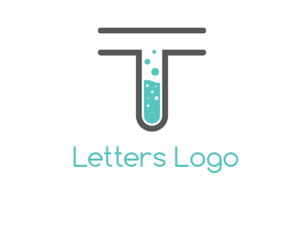 test tube is incorporated inside letter T logo