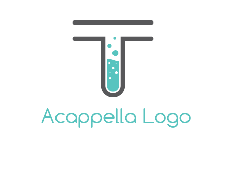 test tube is incorporated inside letter T logo