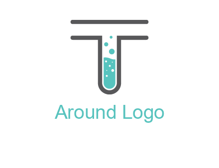 test tube is incorporated inside letter T logo