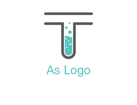 test tube is incorporated inside letter T logo