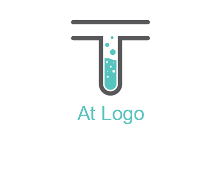 test tube is incorporated inside letter T logo