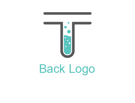 test tube is incorporated inside letter T logo