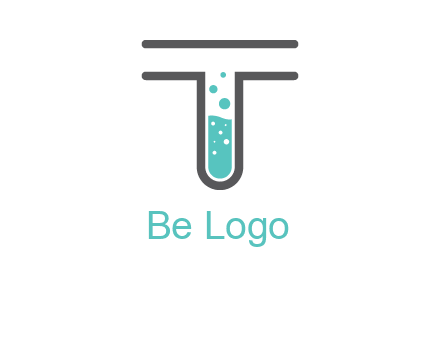 test tube is incorporated inside letter T logo