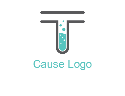 test tube is incorporated inside letter T logo