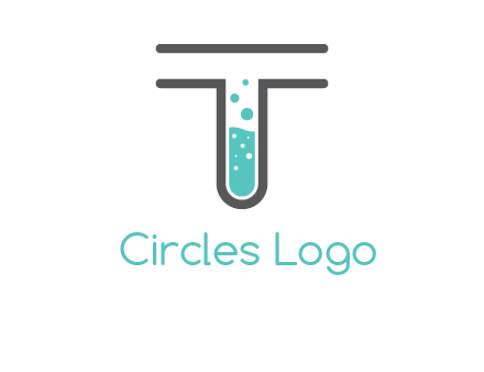 test tube is incorporated inside letter T logo