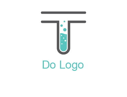 test tube is incorporated inside letter T logo