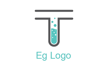 test tube is incorporated inside letter T logo