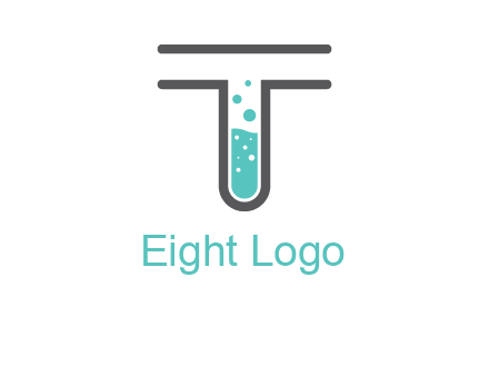 test tube is incorporated inside letter T logo